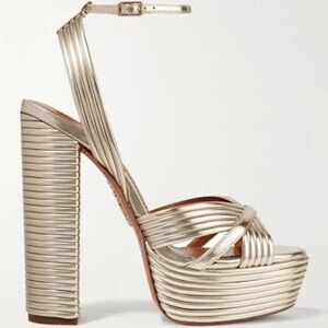 Aquazzura Firenze Metallic Platform Heels Size 38